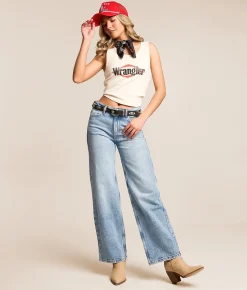 Wrangler® Mid-Rise Loose Straight Stretch Jean Blissful Hot