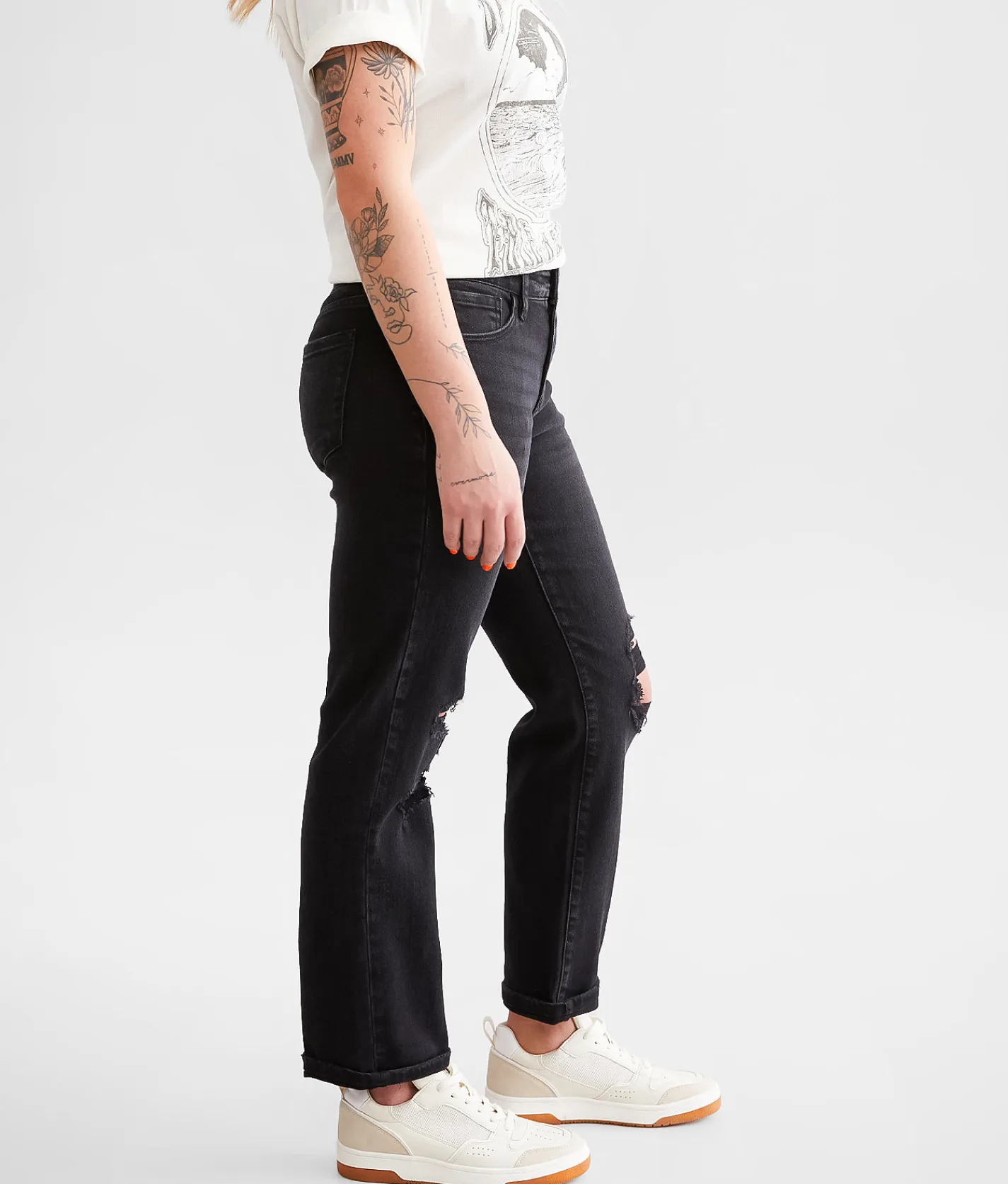 KanCan Signature Mid-Rise Relaxed Stretch Jean Washed Black Hot