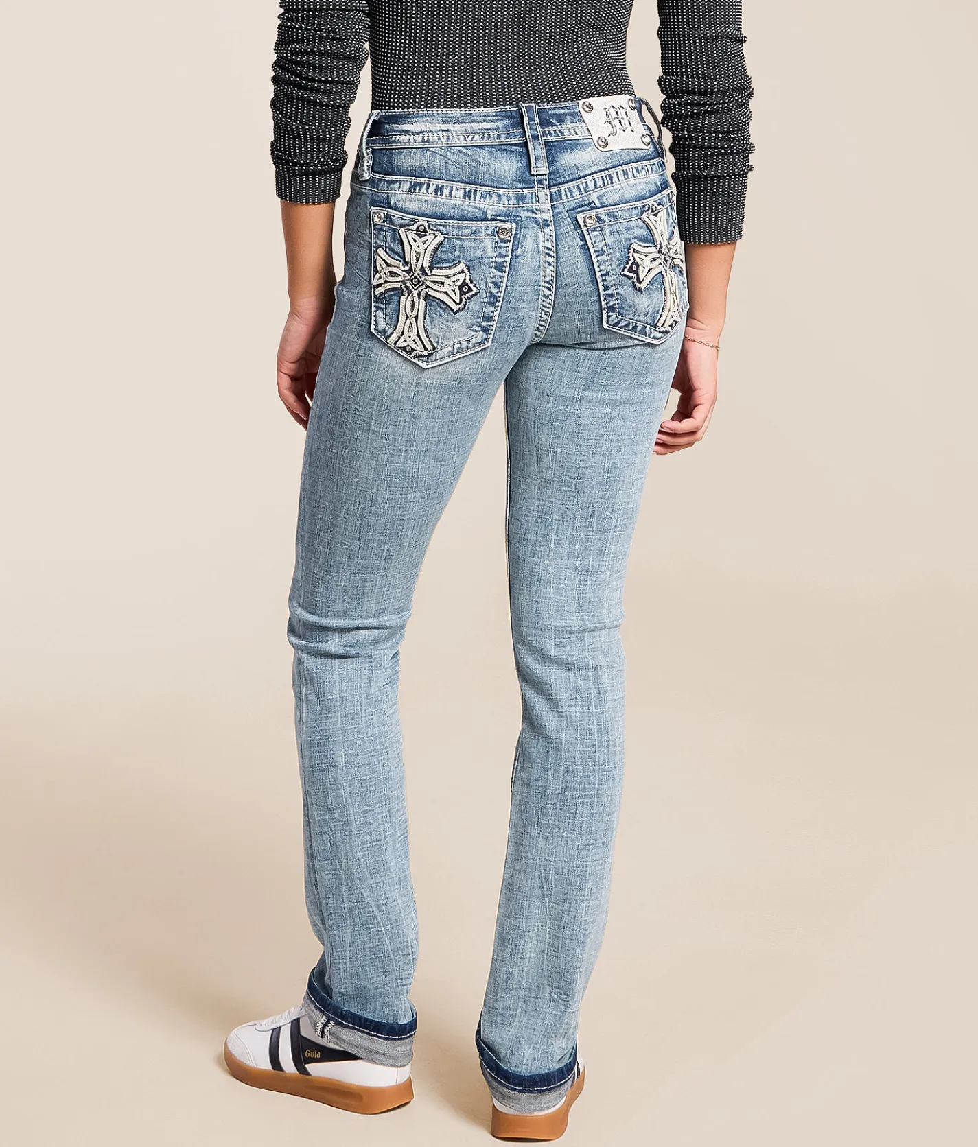 Bottoms | Miss Me Mid-Rise Straight Stretch Cuffed Jean L268