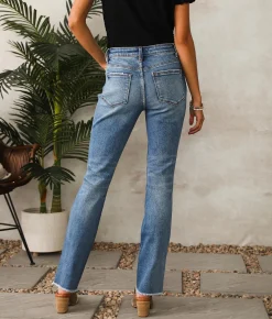 Jeans|Bottoms | Flying Monkey Mid-Rise Straight Stretch Jean Plumeria