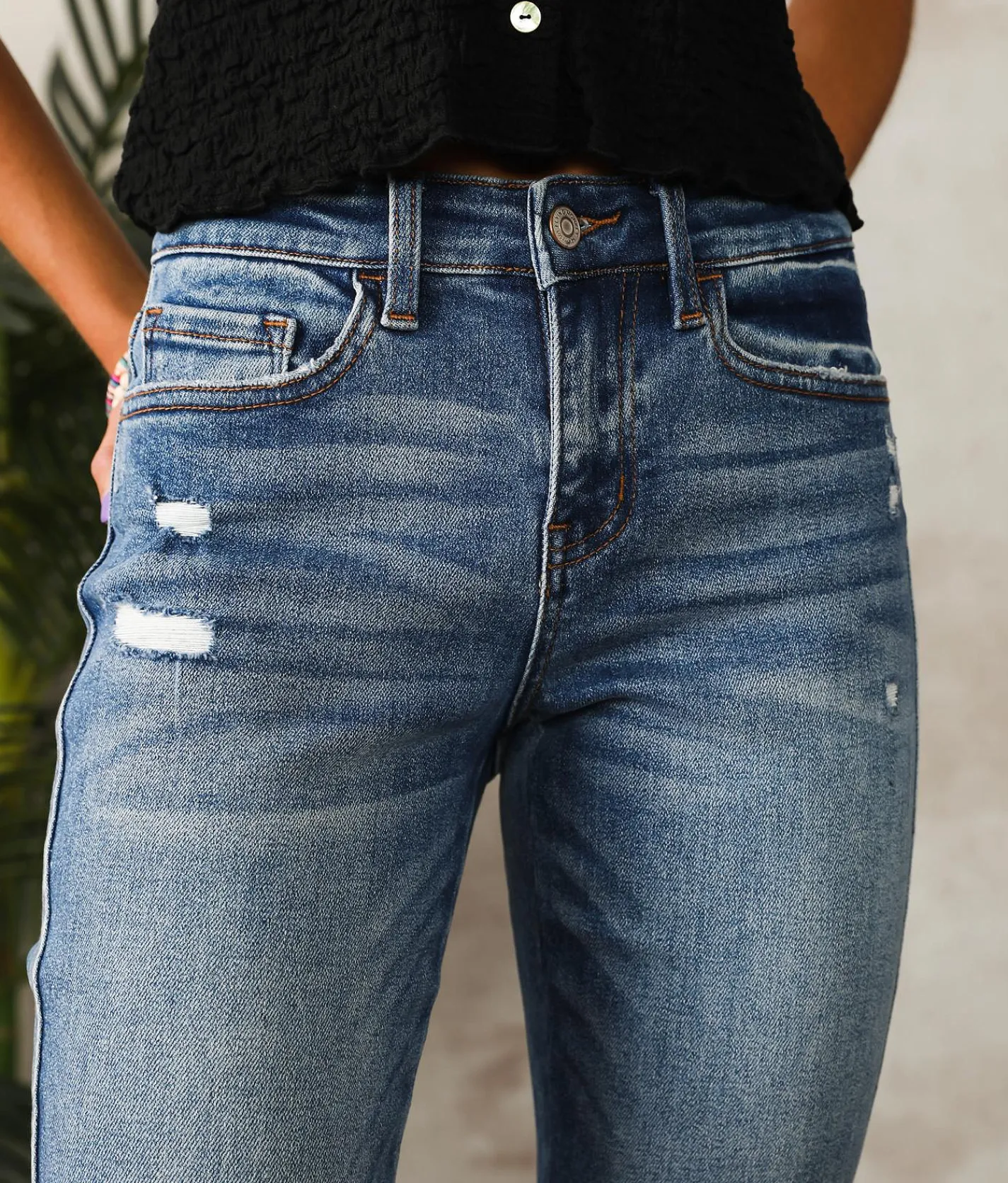 Jeans|Bottoms | Flying Monkey Mid-Rise Straight Stretch Jean Plumeria
