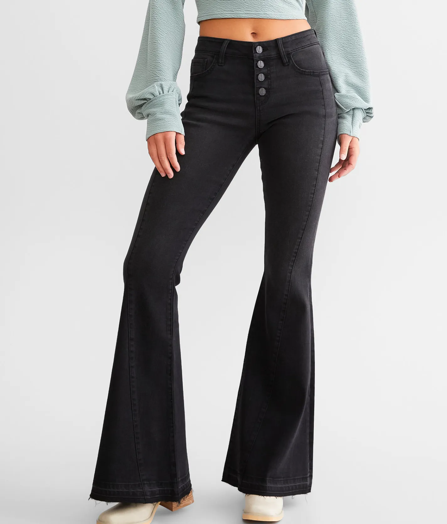 Jeans|Sale Jeans | KanCan Signature Mid-Rise Super Flare Stretch Jean Black