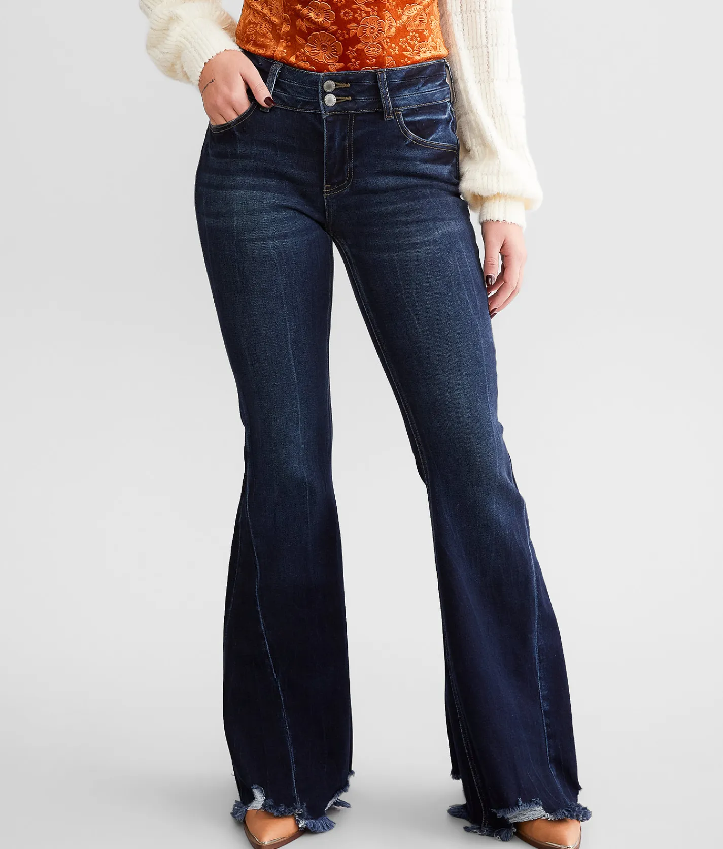 KanCan Signature Mid-Rise Super Flare Stretch Jean Pam Clearance