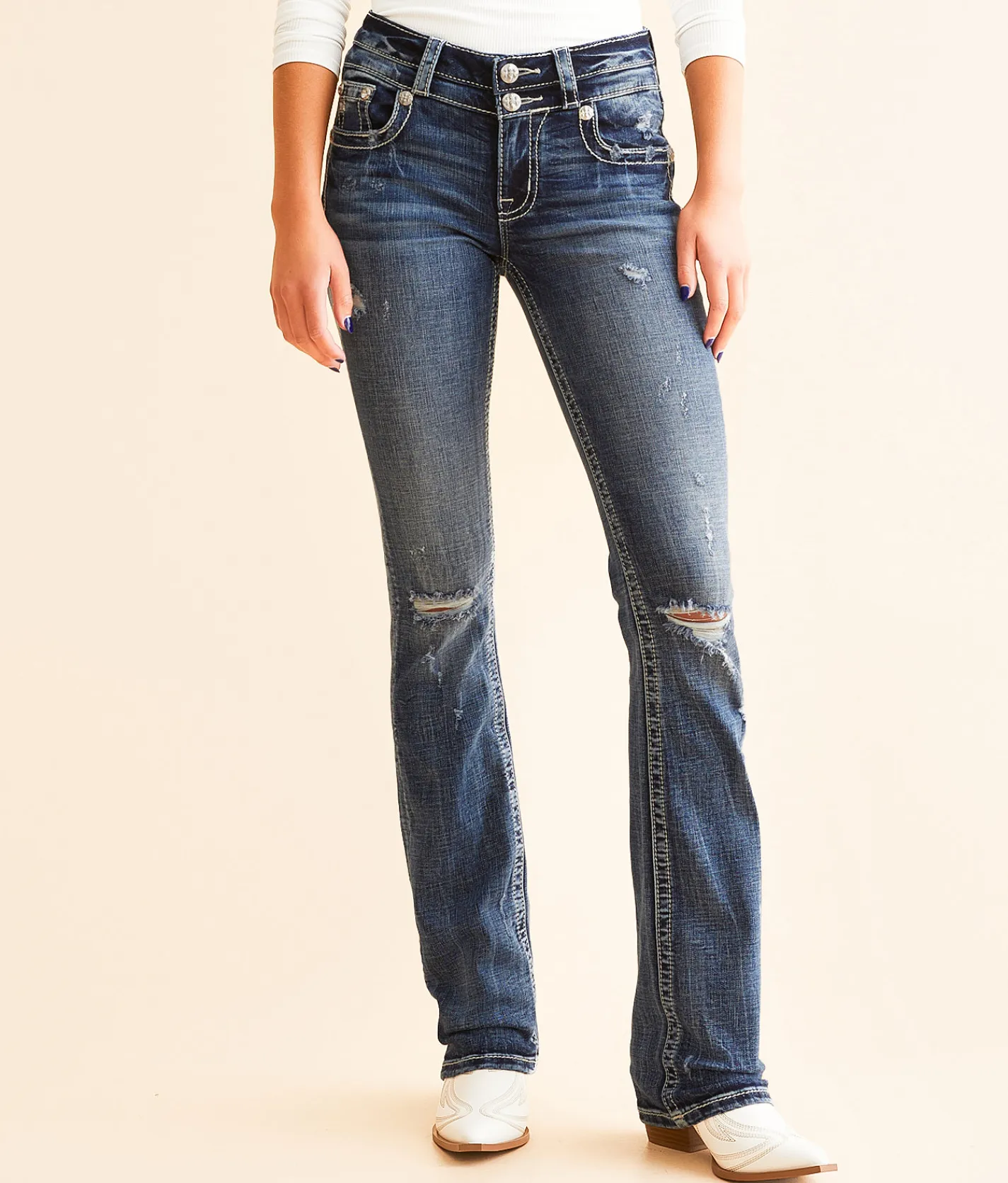 Jeans|Bottoms | Miss Me Mid-Rise Tailored Boot Stretch Jean M755C