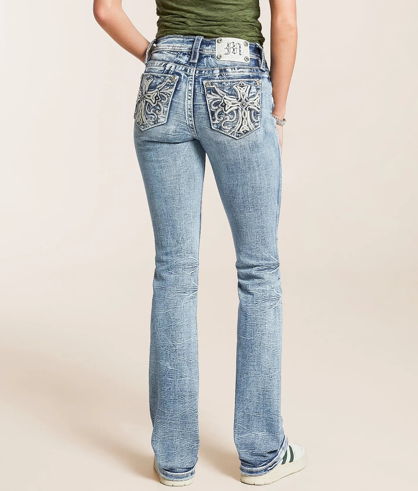 Miss Me Mid-Rise Tailored Boot Stretch Jean M1076 Clearance