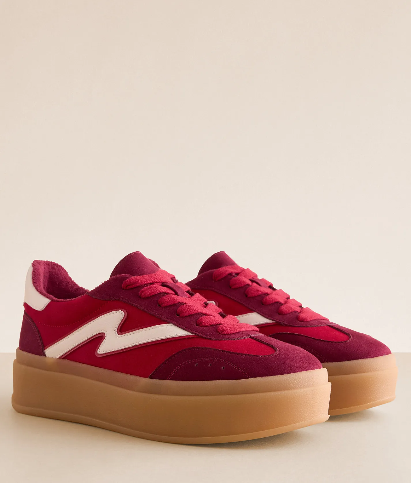 Madden Girl Mightty Platform Sneaker Taupe Wine Hot