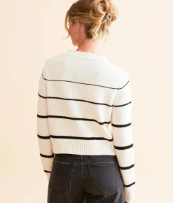 Tops | Z Supply Milan Stripe Cropped Sweater Natural
