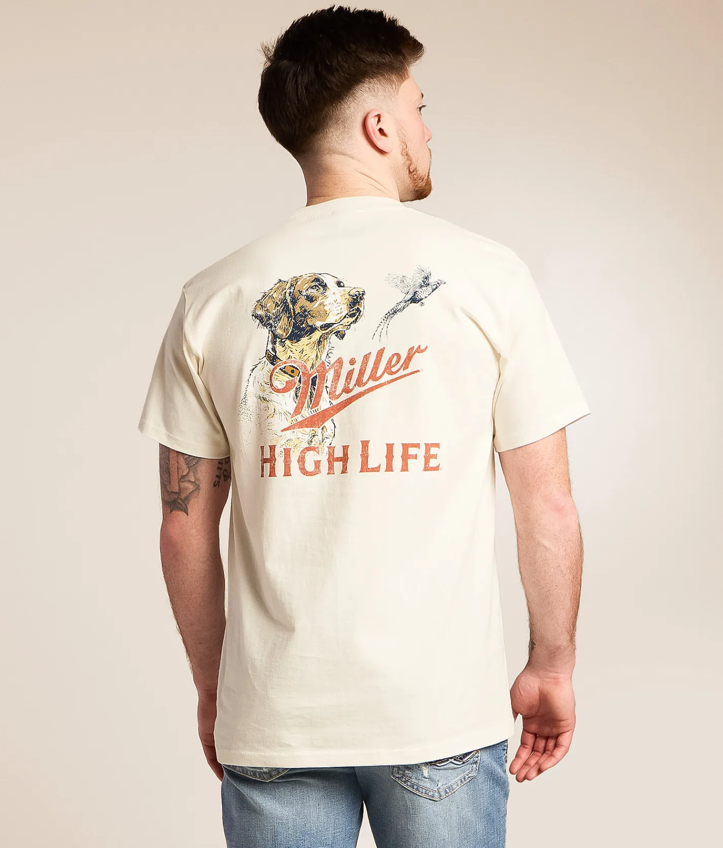 tee luv Miller High Life Huntin Dog T-Shirt Vintage White