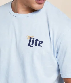 Tops|Graphic T-Shirts | Changes Miller Lite Dog T-Shirt Light Blue