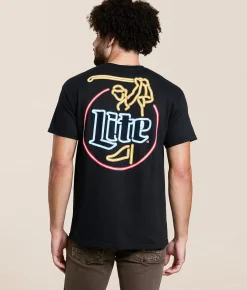 Tops|Graphic T-Shirts | Brew City Miller Lite Golf T-Shirt Black