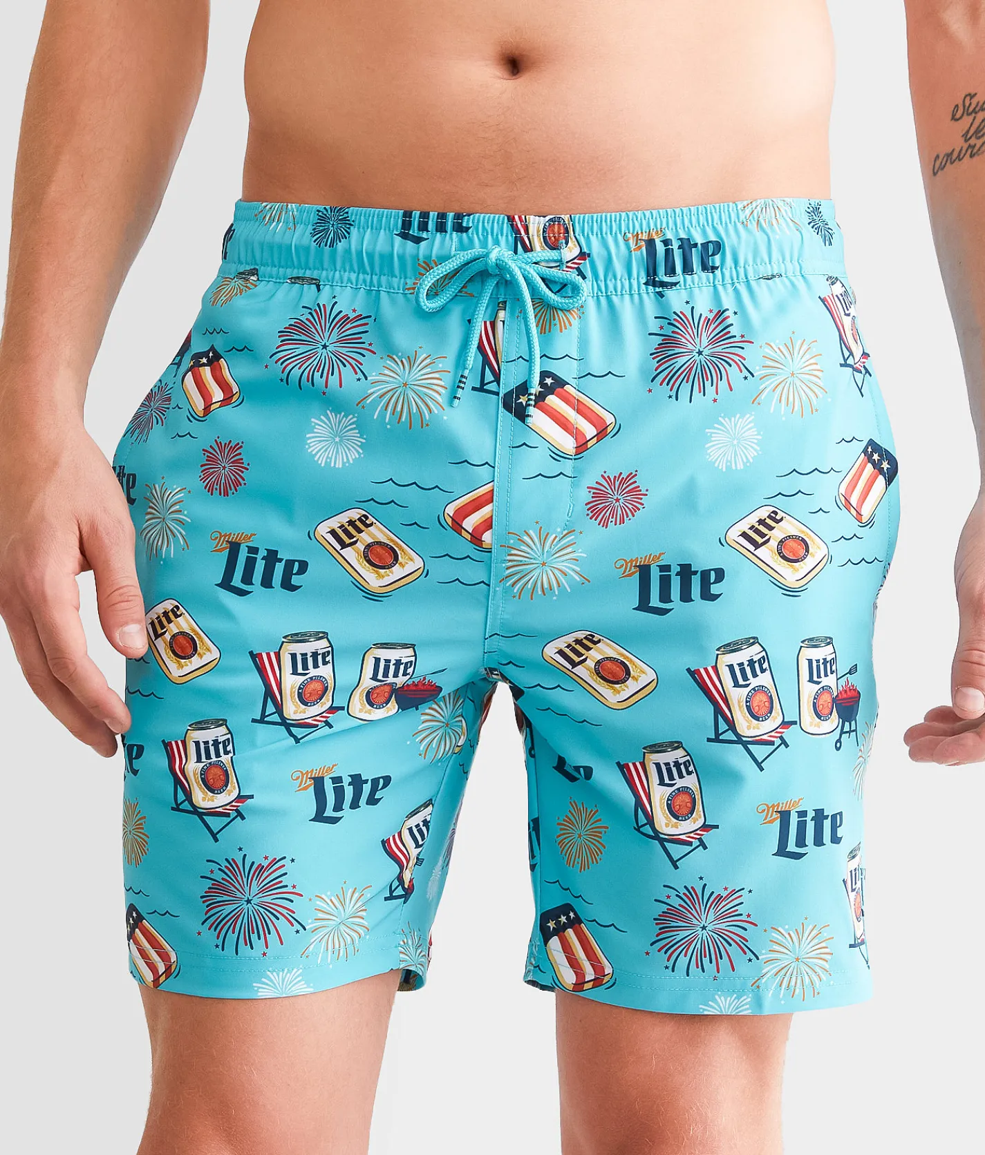 Valor Miller Lite® Patriot Stretch Swim Trunks Teal Best