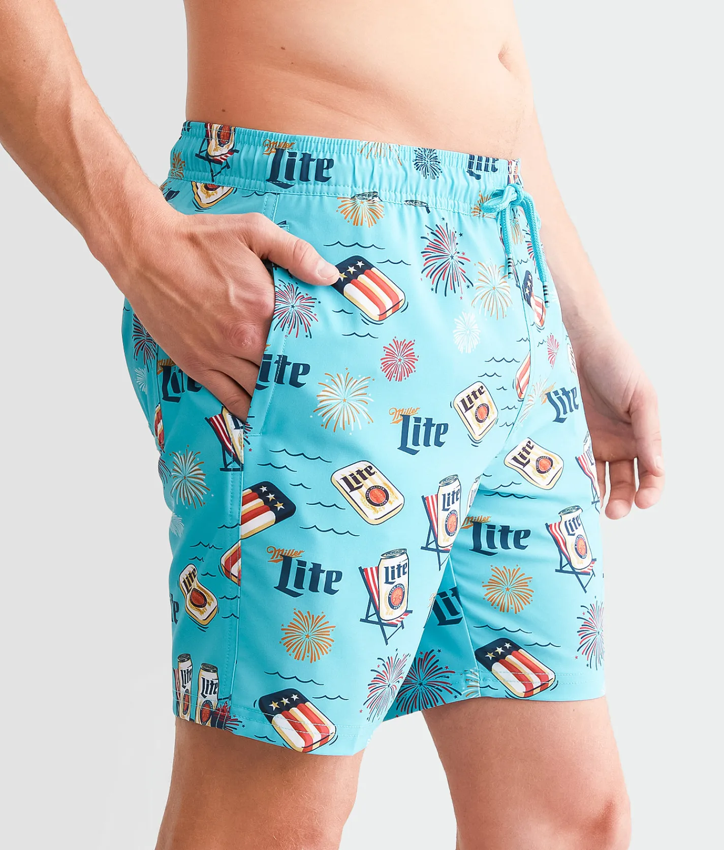 Valor Miller Lite® Patriot Stretch Swim Trunks Teal Best