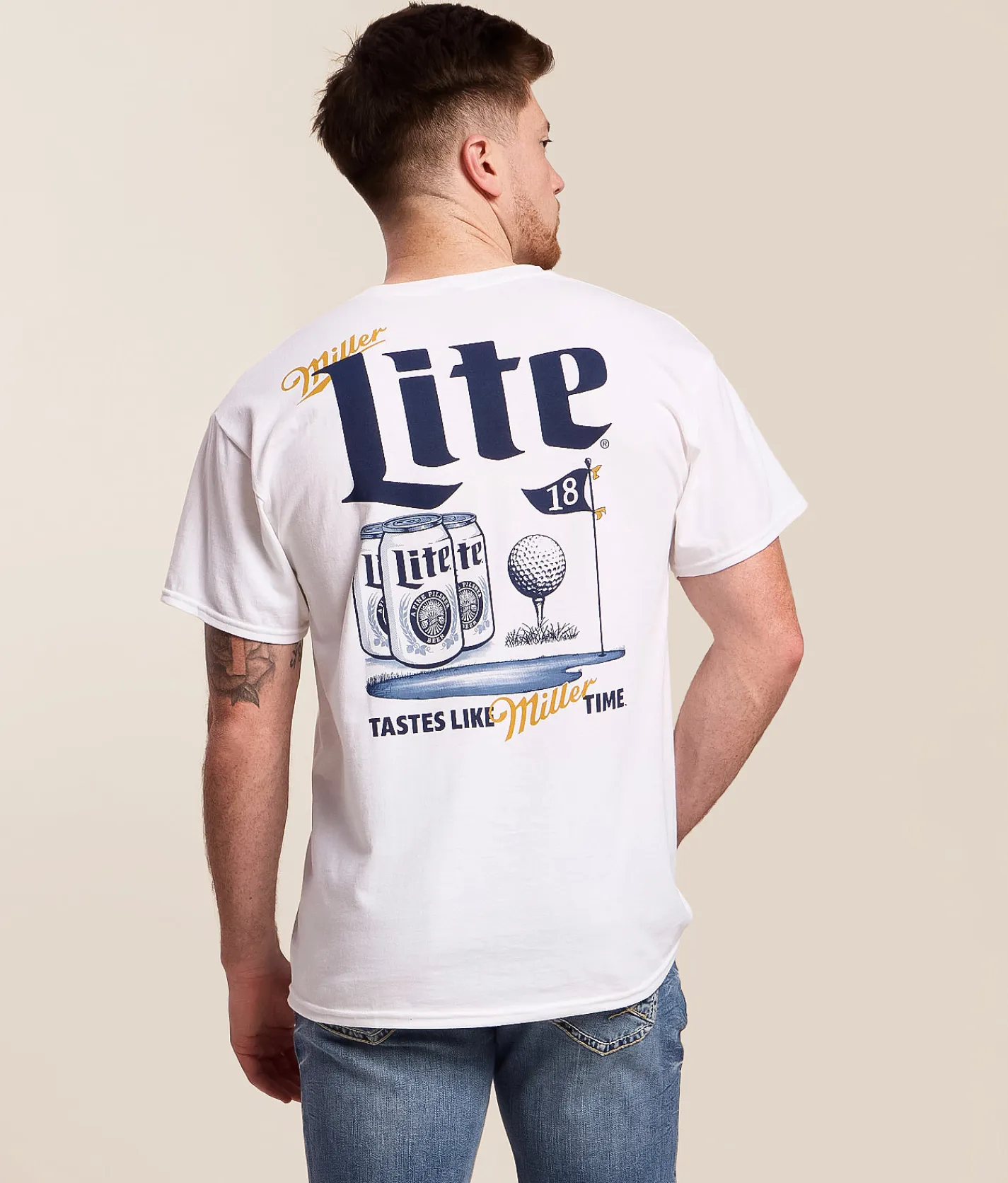 Tops|Graphic T-Shirts | Changes Miller Lite Swing T-Shirt White