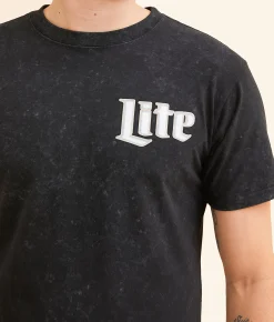 Changes Miller Lite Two Tone T-Shirt Black Mineral Wash Online