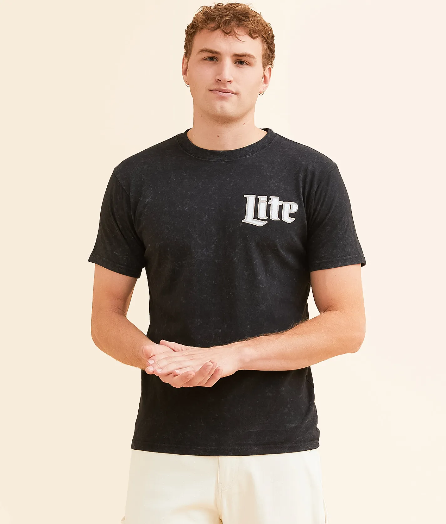 Changes Miller Lite Two Tone T-Shirt Black Mineral Wash Online