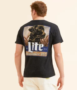 Changes Miller Lite Two Tone T-Shirt Black Mineral Wash Online