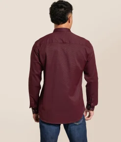 Eight X Mini Checkered Stretch Shirt Maroon Hot