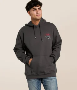 Tops | Sullen Mistress Hooded Sweatshirt Grey Pinstripe