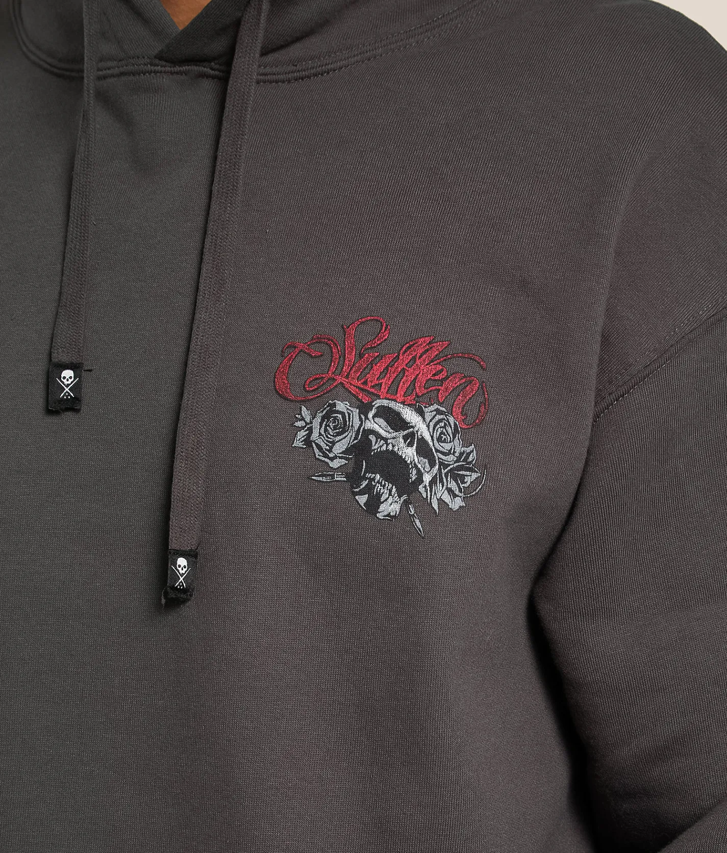 Tops | Sullen Mistress Hooded Sweatshirt Grey Pinstripe