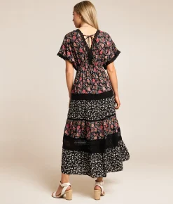 Dresses | Willow & Root Mixed Floral Maxi Dress Black Multi