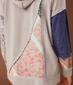 Tops | Gimmicks Mixed Media Hoodie Blue Multi