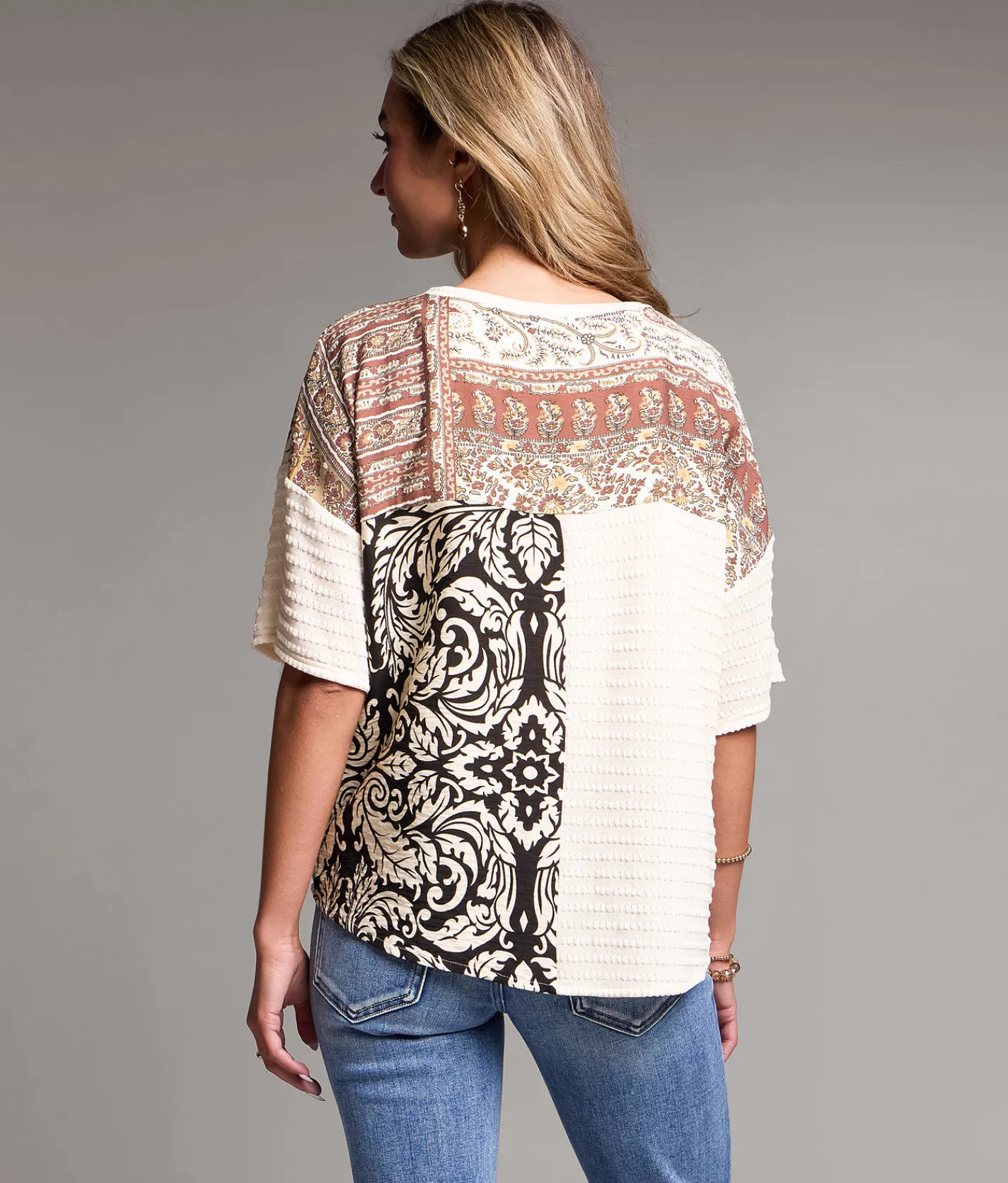 Tops | BKE Mixed Print Top Cream Multi