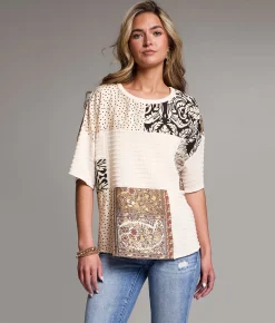 Tops | BKE Mixed Print Top Cream Multi