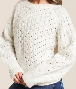 Willow & Root Mixed Stitch Sweater White New