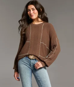 BKE Mixed Stitch Sweater Acorn Cream Online