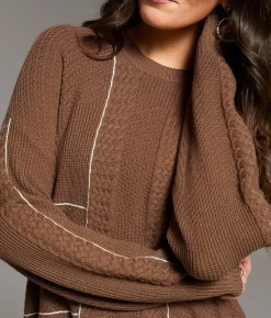 BKE Mixed Stitch Sweater Acorn Cream Online