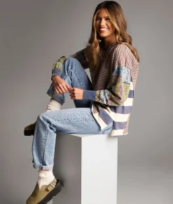 BKE Mixed Stripe Oversized Pullover Assorted Discount