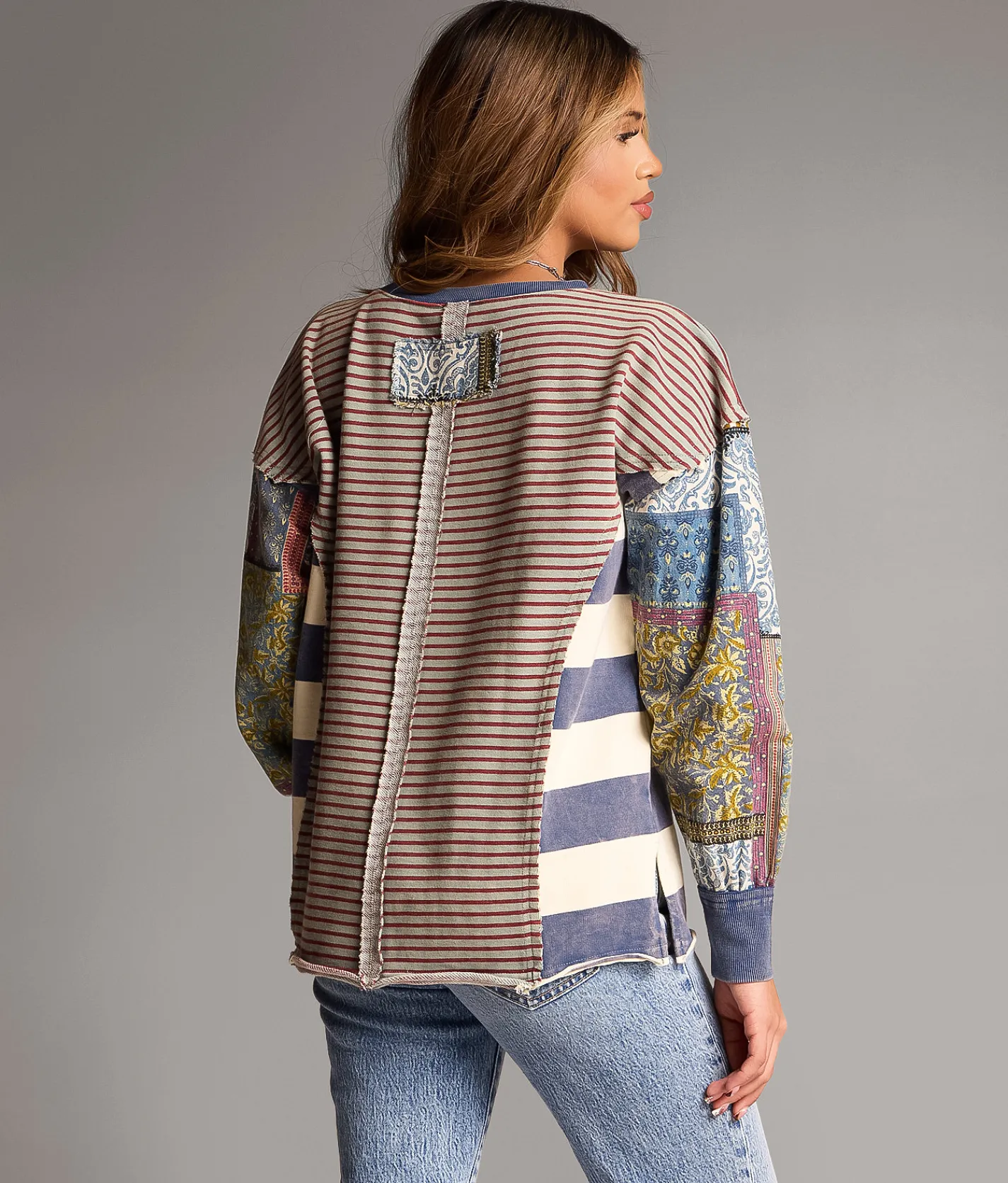 BKE Mixed Stripe Oversized Pullover Assorted Discount