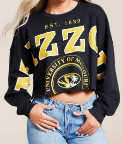 Tops | Gameday SOCIAL® Mizzou Cropped Pullover Black