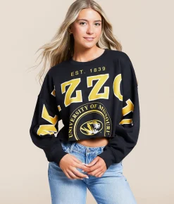 Tops | Gameday SOCIAL® Mizzou Cropped Pullover Black