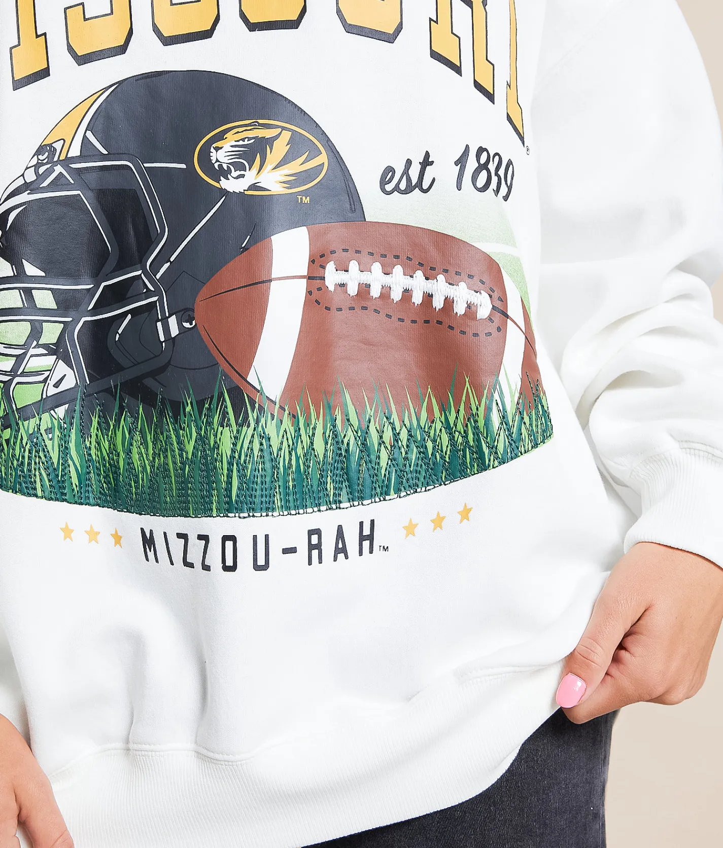 Gameday SOCIAL® Mizzou Tigers Oversized Pullover White Hot