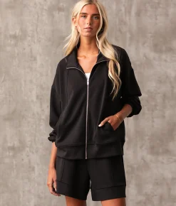 Tops|Activewear | Buckle Black Mock Neck Cardigan Black