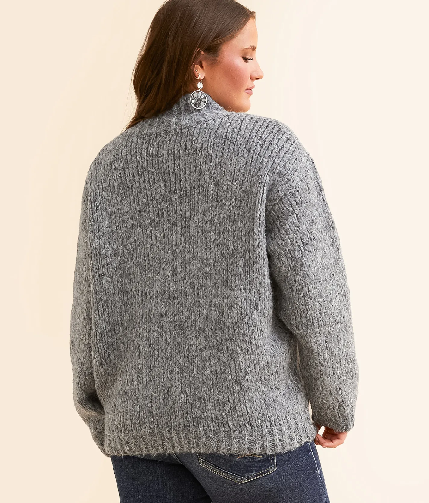 Double Zero Mock Neck Oversized Sweater Dark Green Clearance
