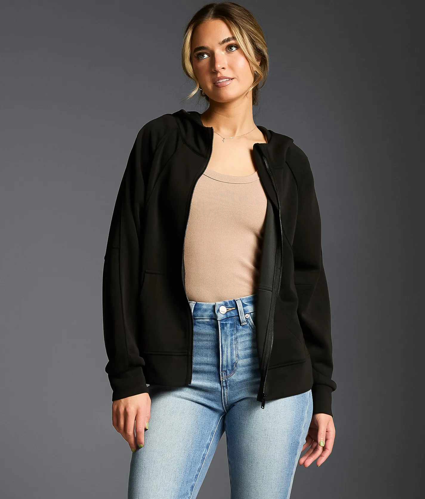Buckle Black Modal Blend Hoodie Black Online