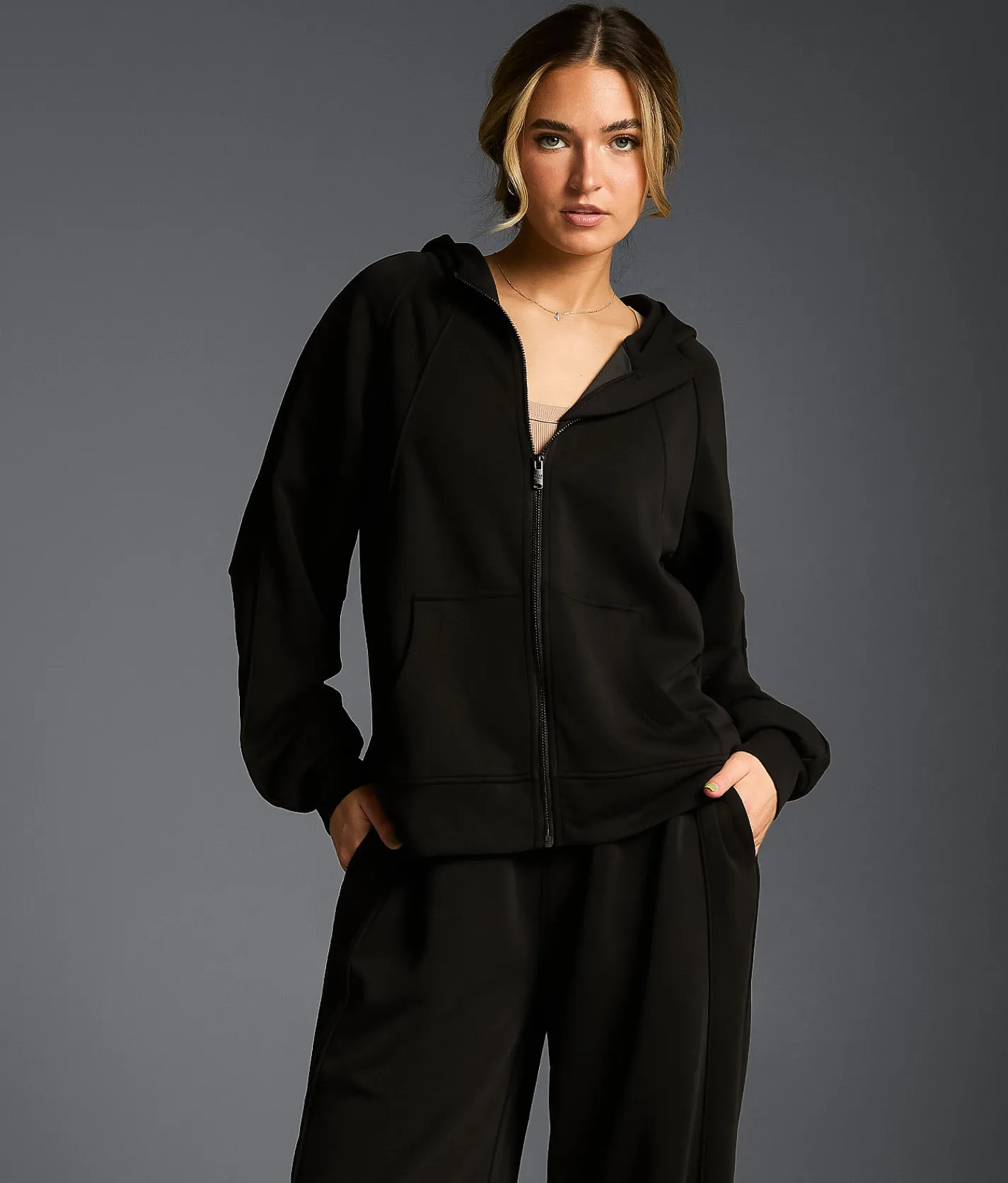 Buckle Black Modal Blend Hoodie Black Online