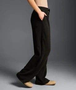 Bottoms|Activewear | Buckle Black Modal Blend Wide Leg Pant Black
