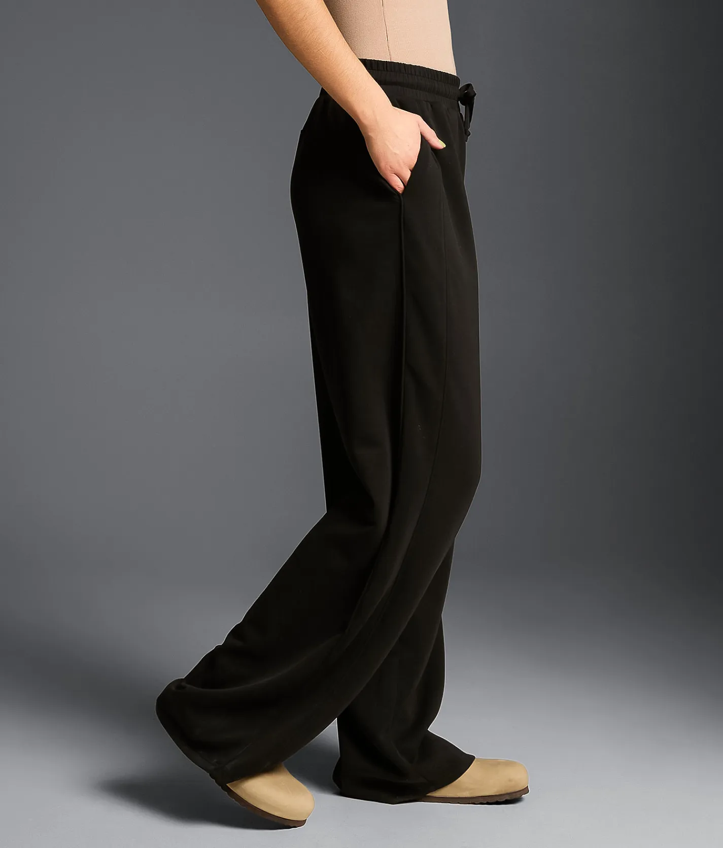Bottoms|Activewear | Buckle Black Modal Blend Wide Leg Pant Black