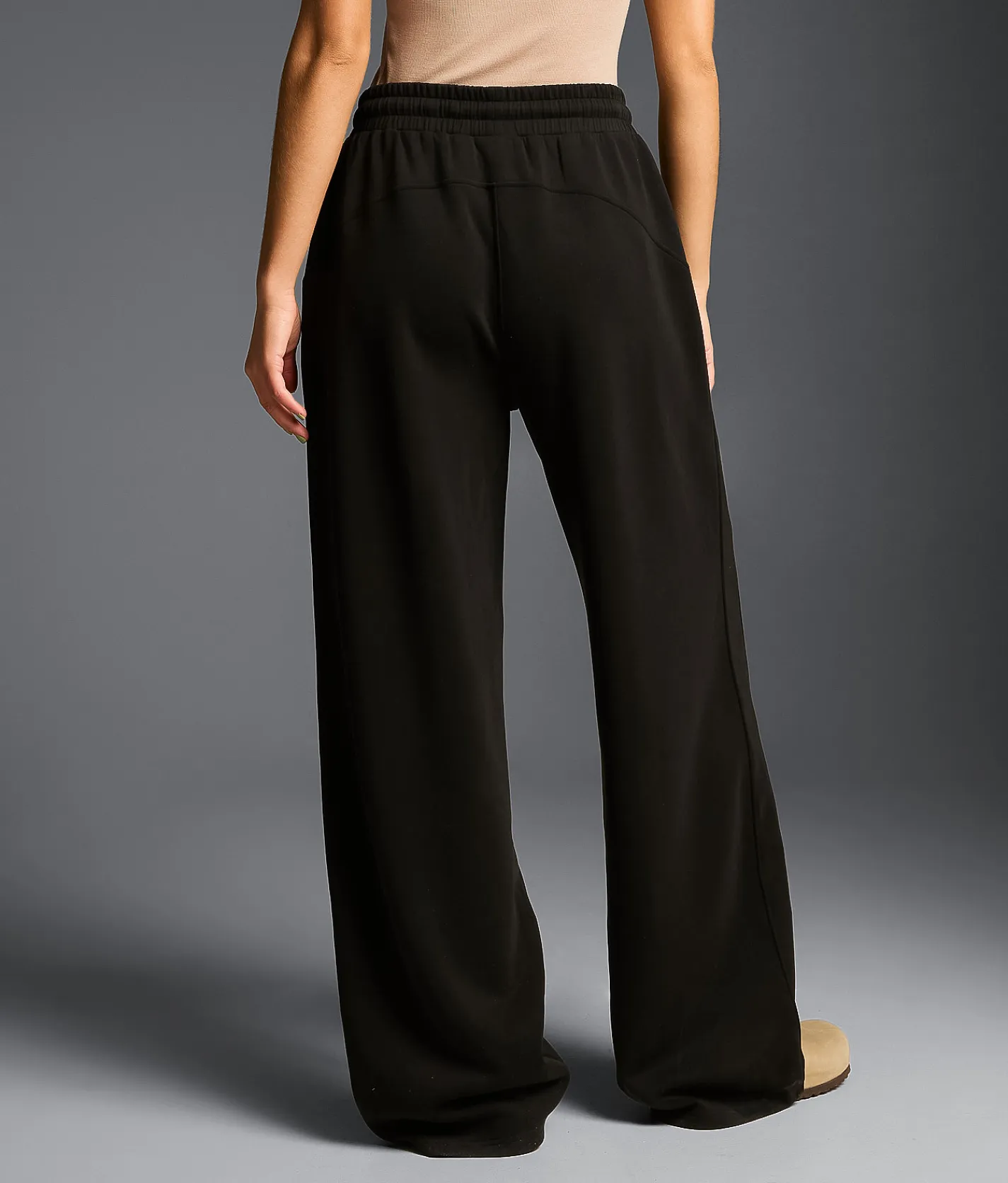 Bottoms|Activewear | Buckle Black Modal Blend Wide Leg Pant Black