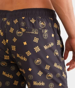 Bioworld Modelo Cerveza Stretch Swim Trunks Black Discount
