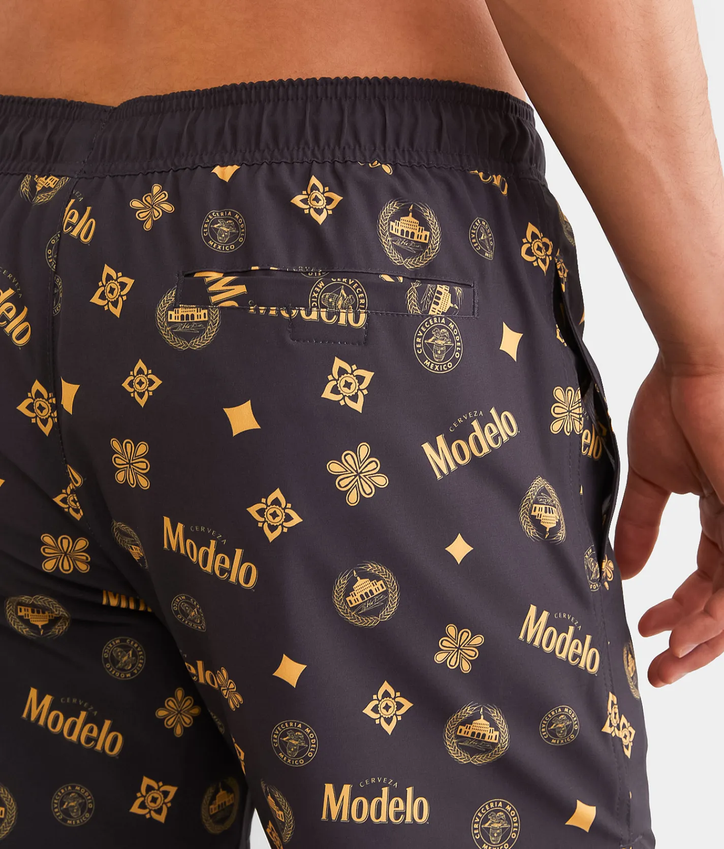 Bioworld Modelo Cerveza Stretch Swim Trunks Black Discount