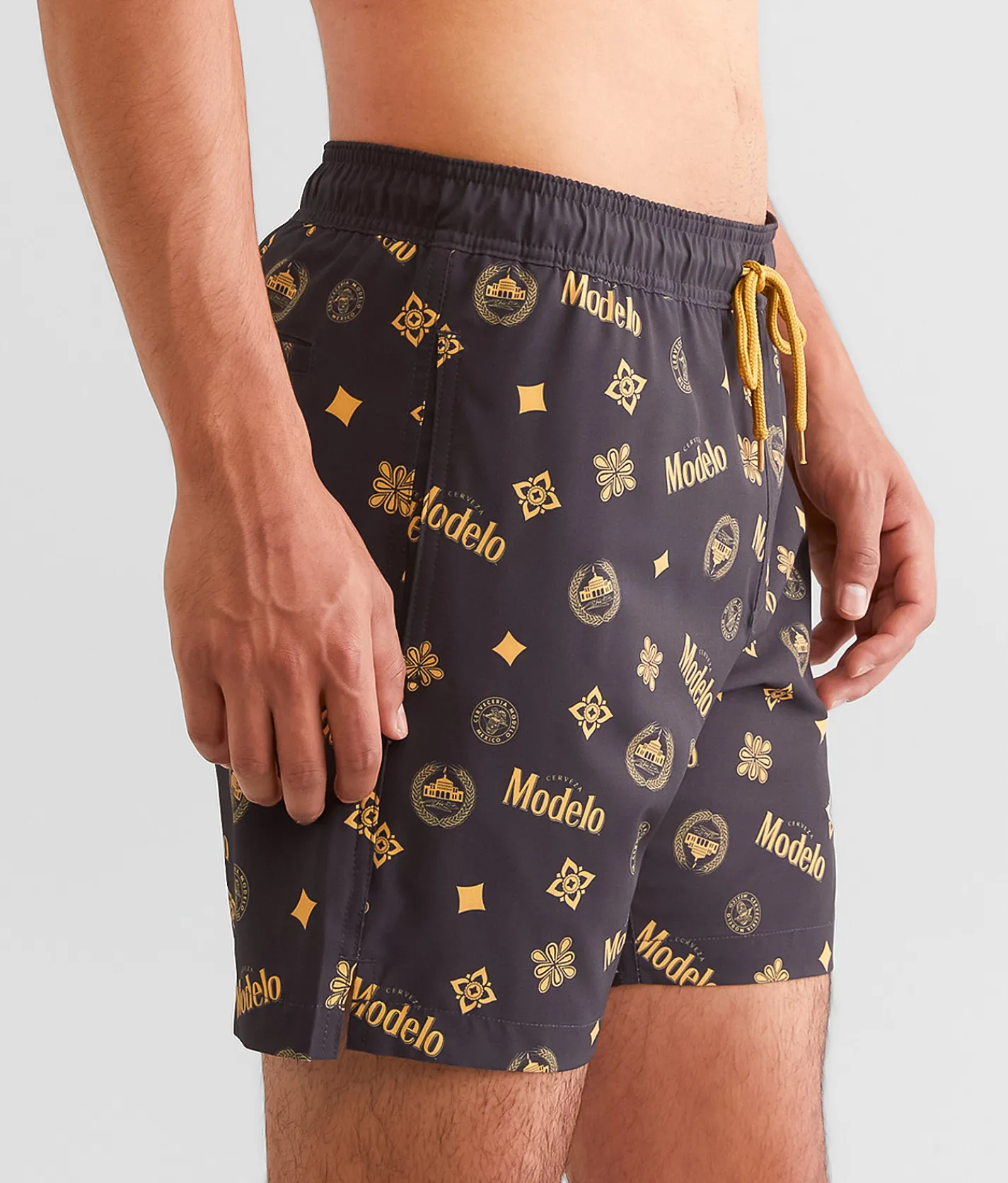 Bioworld Modelo Cerveza Stretch Swim Trunks Black Discount