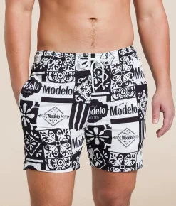 Bottoms|Swimwear | Bioworld Modelo Contrast Stretch Swim Trunks White