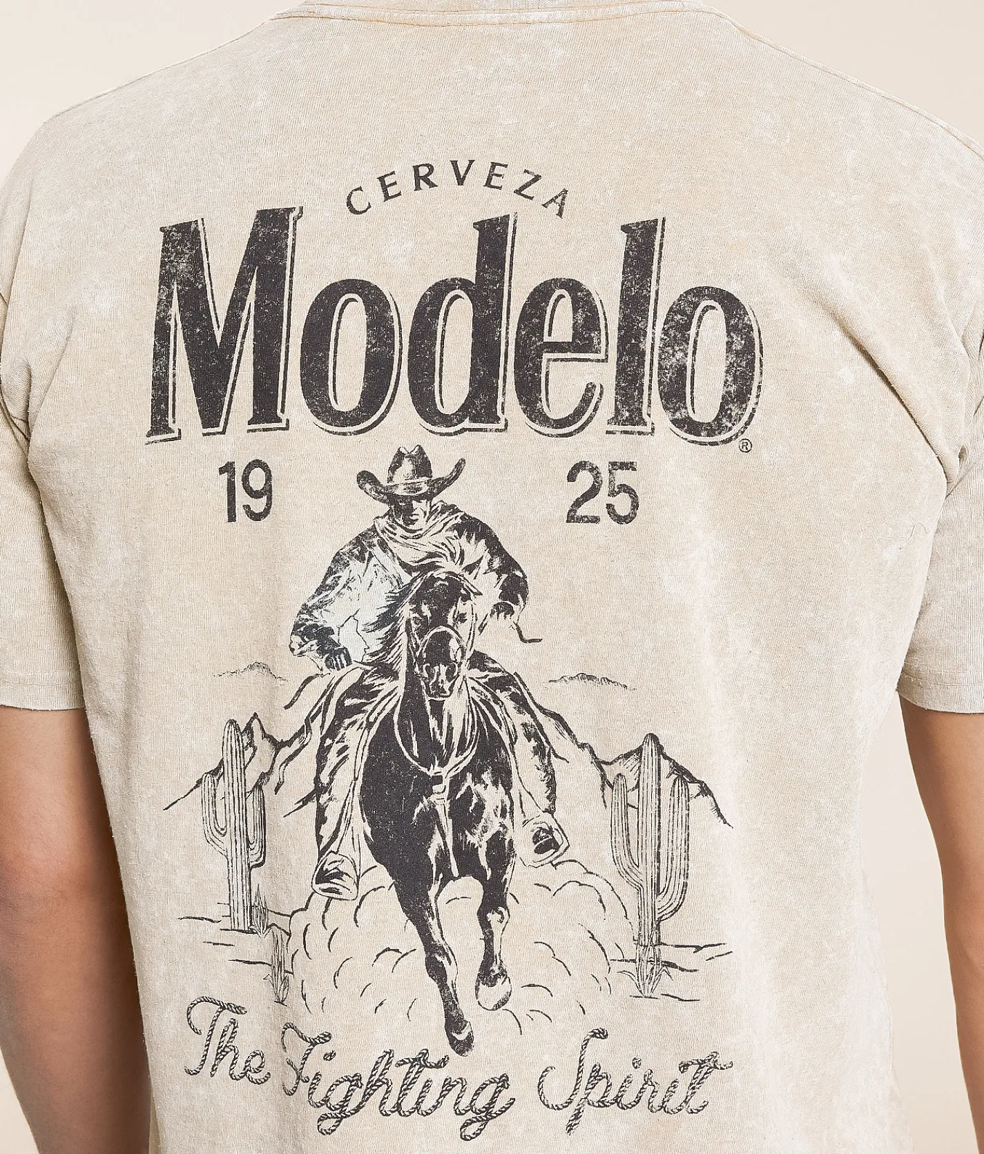 Changes Modelo Cowboy Rope T-Shirt Beige Mineral Wash New