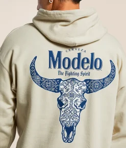 JEDCo Modelo Cow Skull Hooded Sweatshirt Sand
