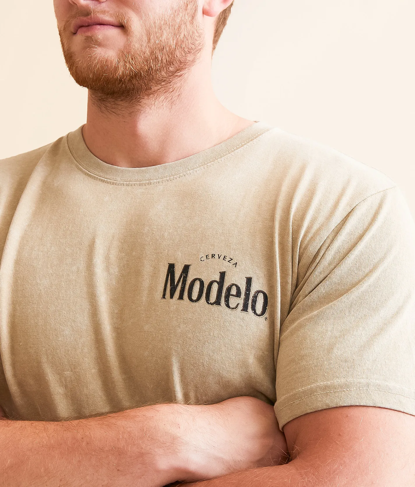 Changes Modelo Fighting Spirit T-Shirt Beige Mineral Wash Online