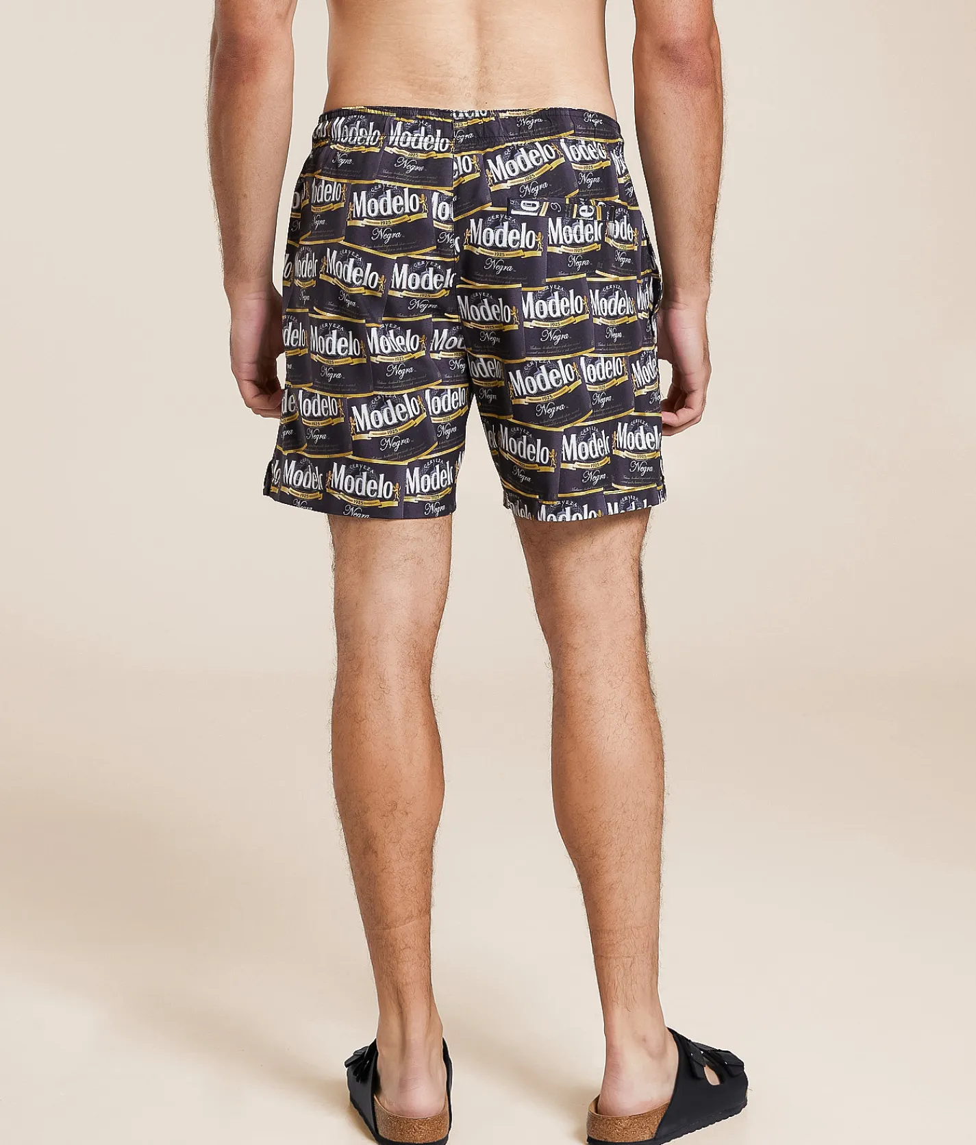 Bioworld Modelo Labels Stretch Swim Trunks Black Outlet